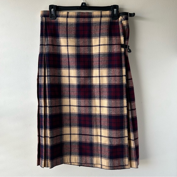 Glenisla Classics Dresses & Skirts - Glenisla 100% Wool Vintage Plaid Pleated Modest Midi Skirt 14